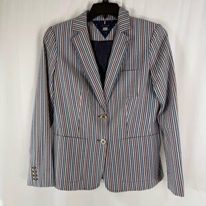 Tommy Hilfiger Multi-Color/Mid-night Striped Seersucker Blazer size:8